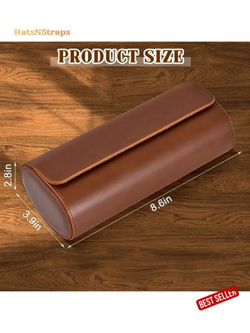 PU Leather 3-Slot Watch Travel Roll Case with Removable Pillows